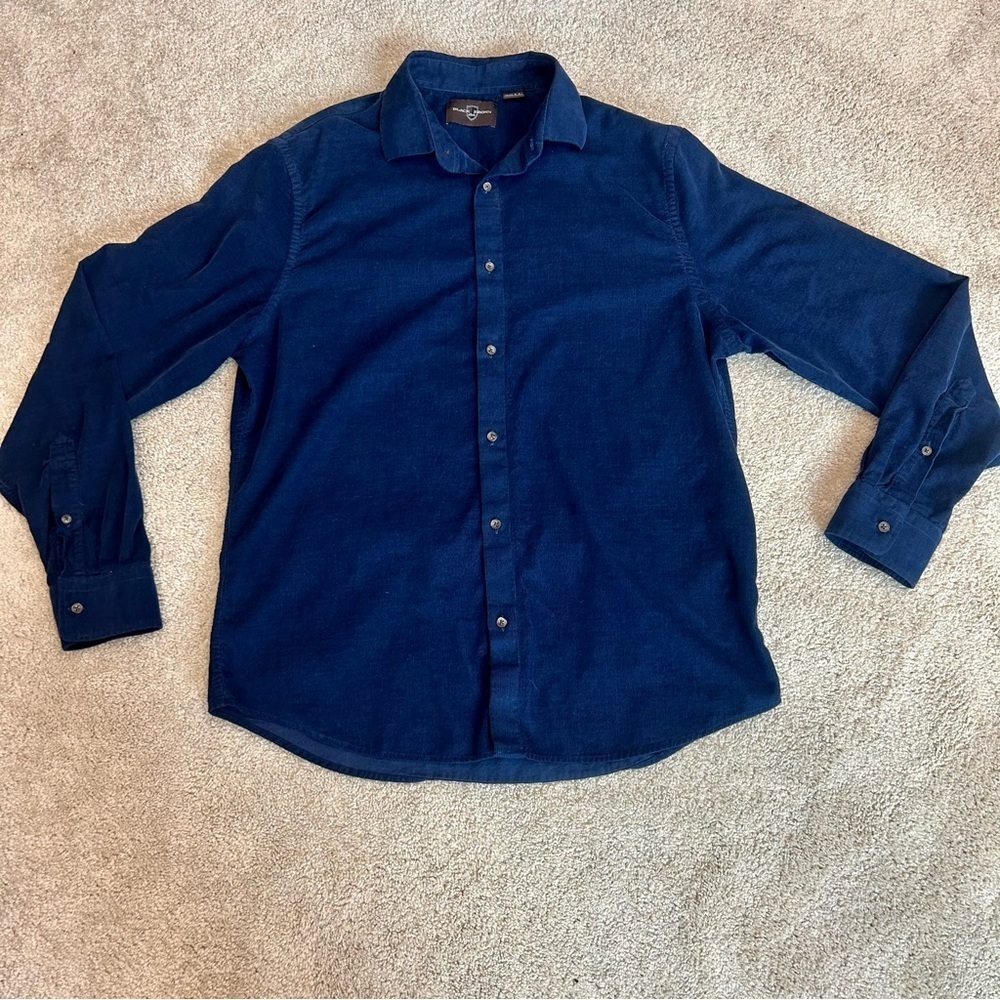 Black Brown 1826 Men's Navy blue corduroy long sleeve button front shirt M 🇨🇦